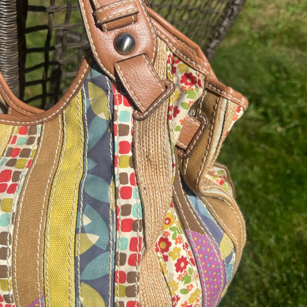 Miriam’s Fossil Patchwork Stripe Hobo Purse Bag T… - image 2